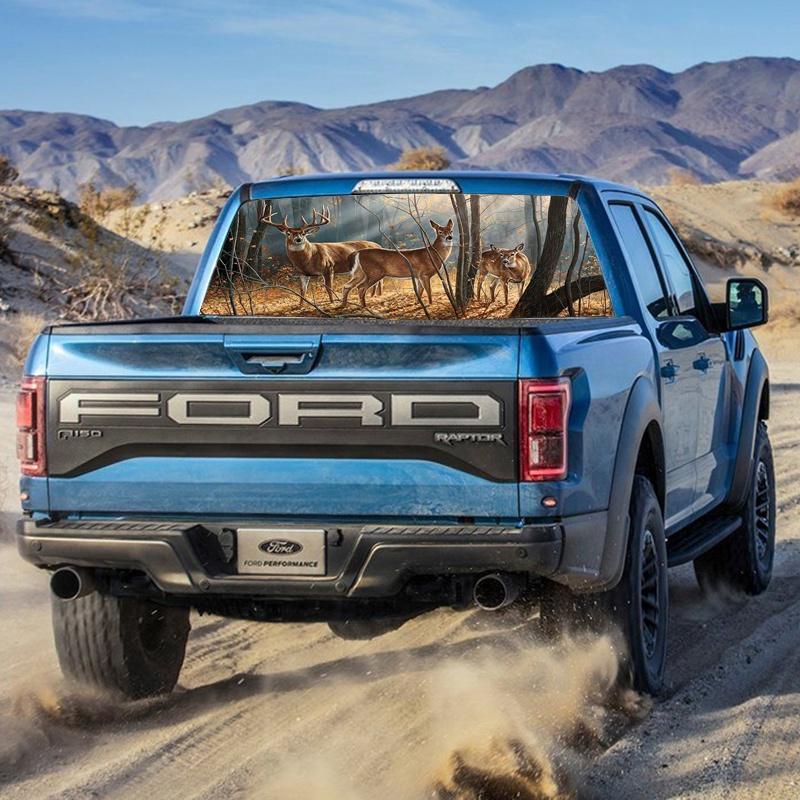 Hochwertiger Hirsch Wildtierszene Heckscheiben Grafikaufkleber für LKW SUV Van Auto