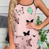 Women's European & American Butterfly Print Pajama Set - Comfy Summer Camisole & Shorts