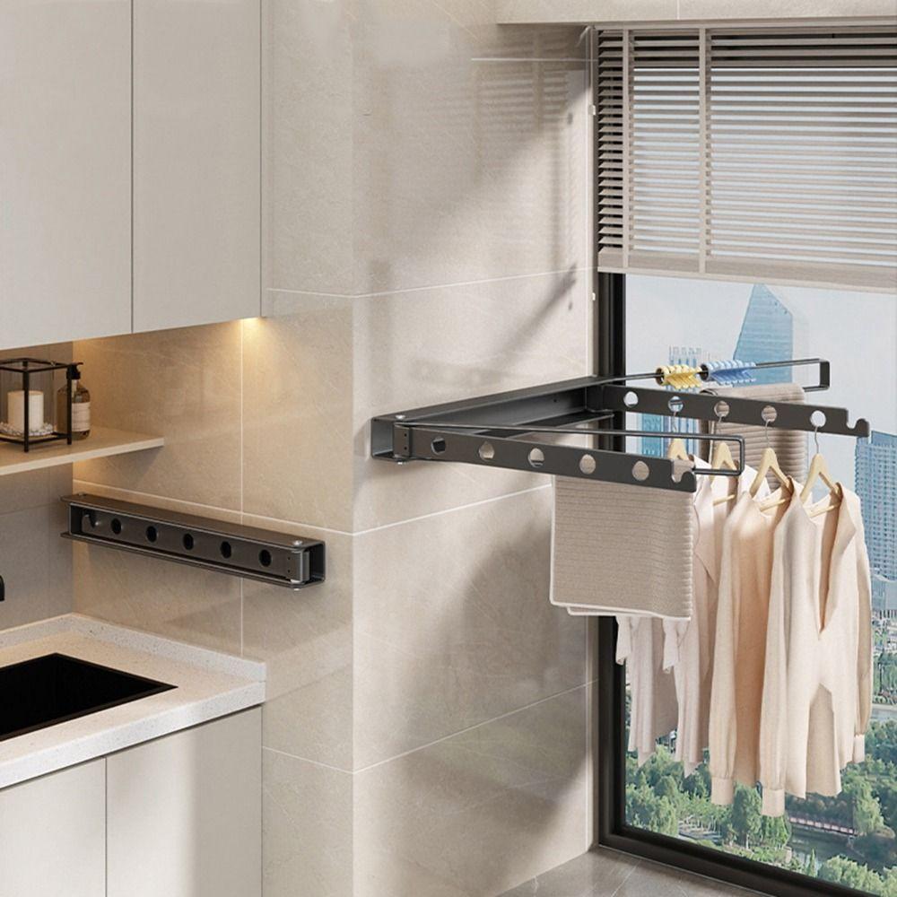 Pull Type Invisible Drying Racks No Hole Balcony Folding Drying Rack Clothing Drying Rack Indoor