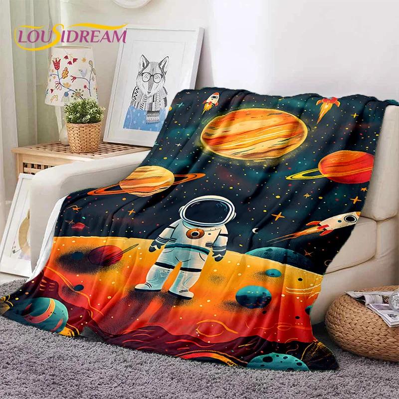 Astronaut Dream Universe Spaceman 3D Outer Space Cartoon Soft Blankets,Throw Blanket for Picnic Beds Home Bedroom Cover Kid Gift