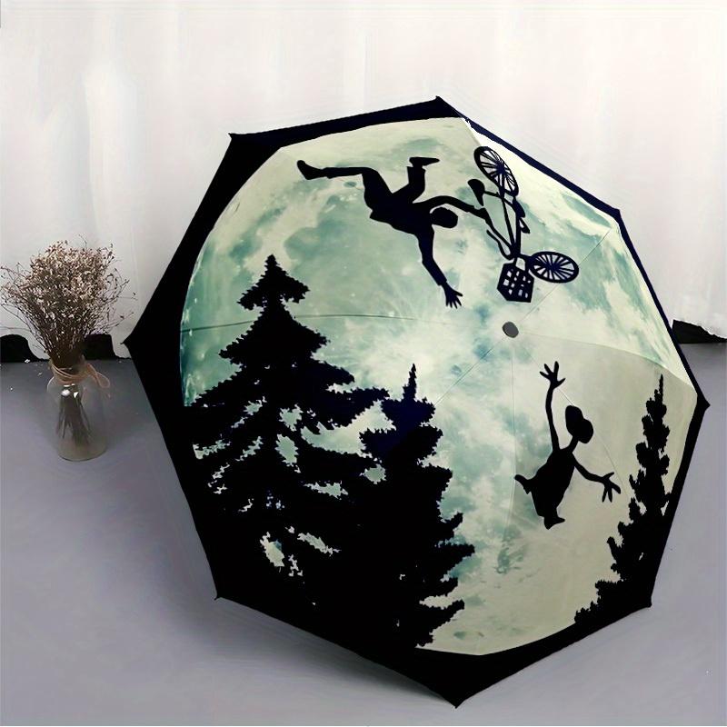 1pc Moonlight Adventure Automatic Open/close Folding Compact Umbrella, 8 Rib Sturdy Canopy, Lightweight Portable, Everyday Use, Gift,,135