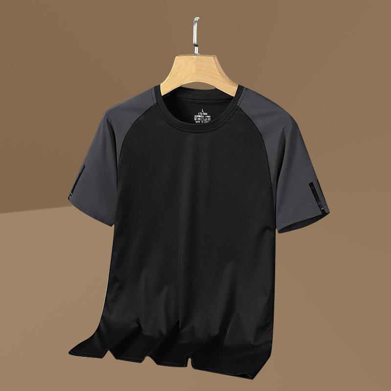 

Летняя мужская футболка с короткими рукавами из тонкой шелковой сетки, свободная спортивная быстросохнущая повседневная футболка с половиной рукавов XL