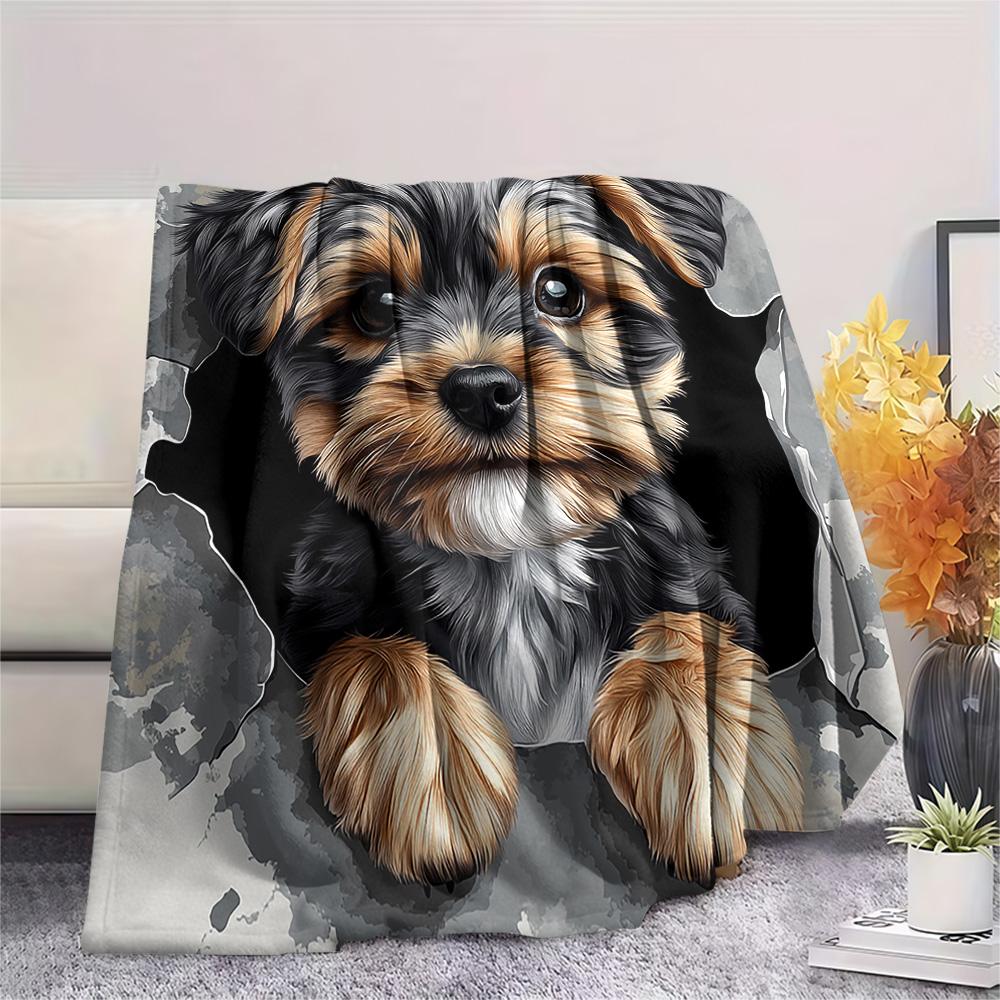 Koc Flanelowy z Nadrukiem Psów, Wysokiej Jakości, Wygodny na Wszystkie Pory Roku, Wystrój Domu, Ciepło i Komfort, Idealny na Prezenty Świąteczne