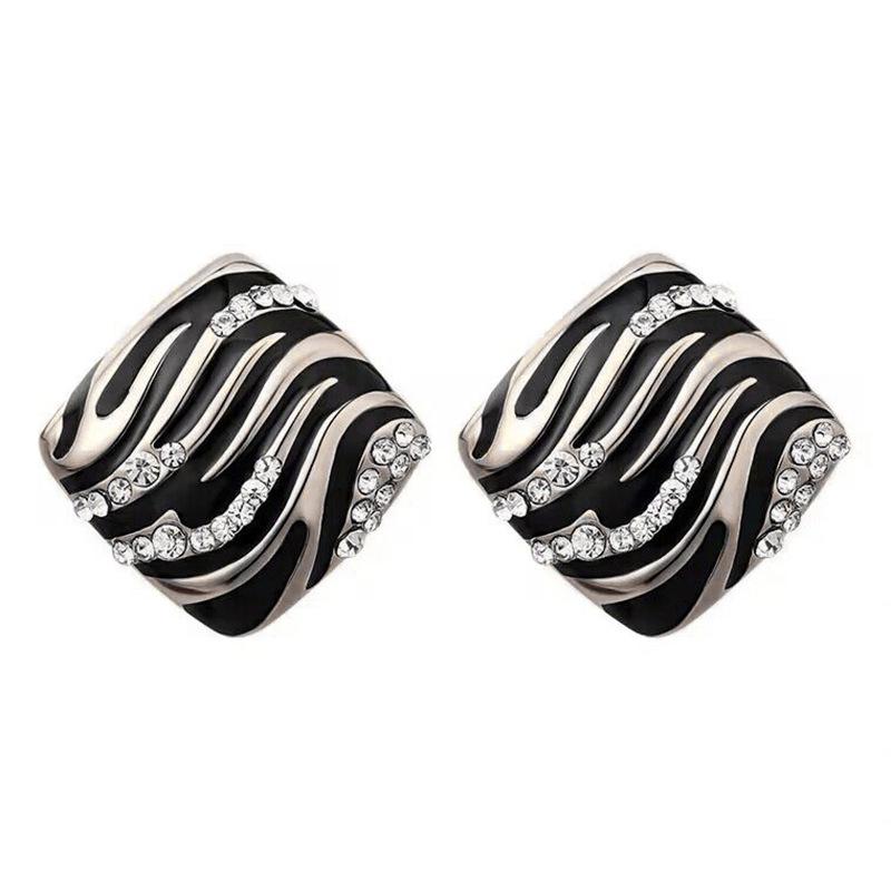 

Стильные квадратные серьги-пусеты со стразами с леопардовым принтом для женщин серебряный