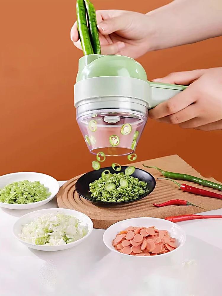 5 in 1 Electric Vegetable Cutter Set Portable, Rechargeable, Wireless Food Processor & Chopper Machine for Pepper, Garlic& Meat