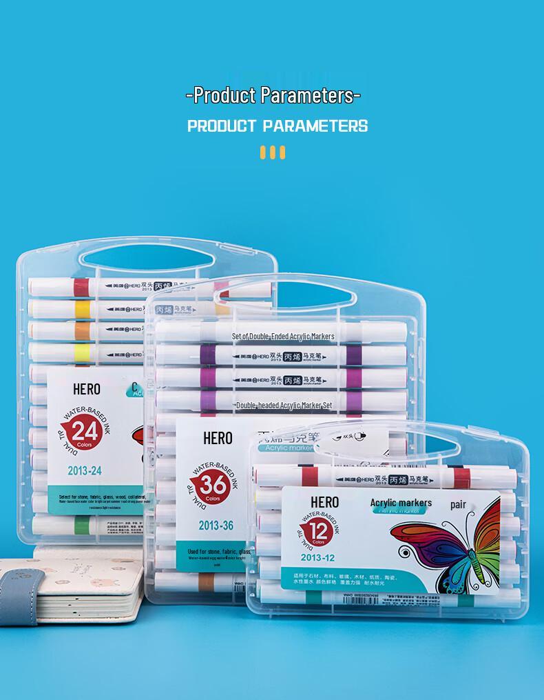 HERO Double-Ended Water-Based Acrylic Markers: Student Art Journal & Children's Drawing Pens