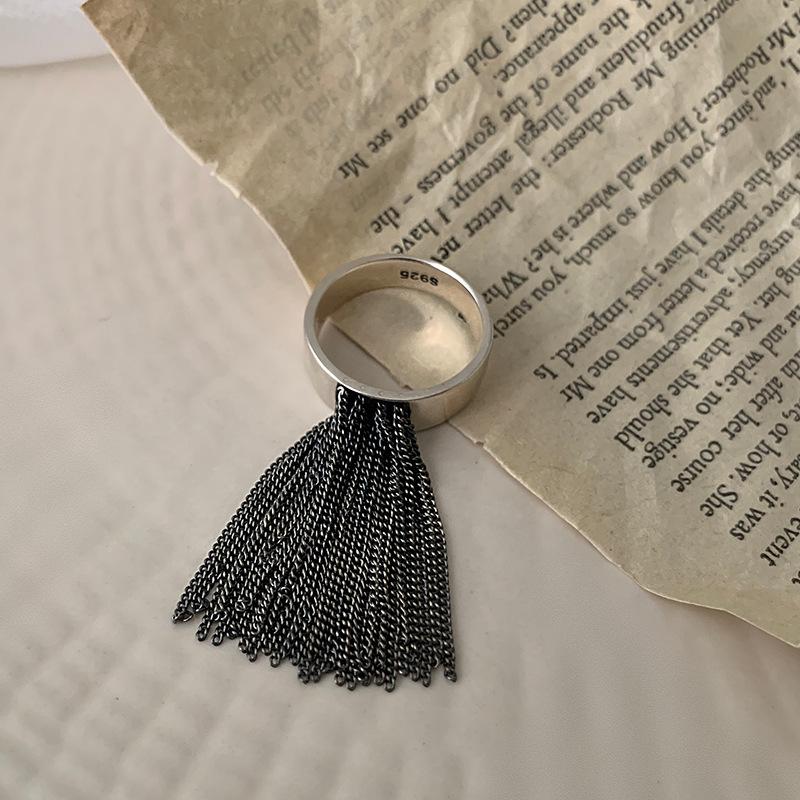 Retro Korean Style Distressed Tassel Ring - Women's Fashion Versatile Open Ring
