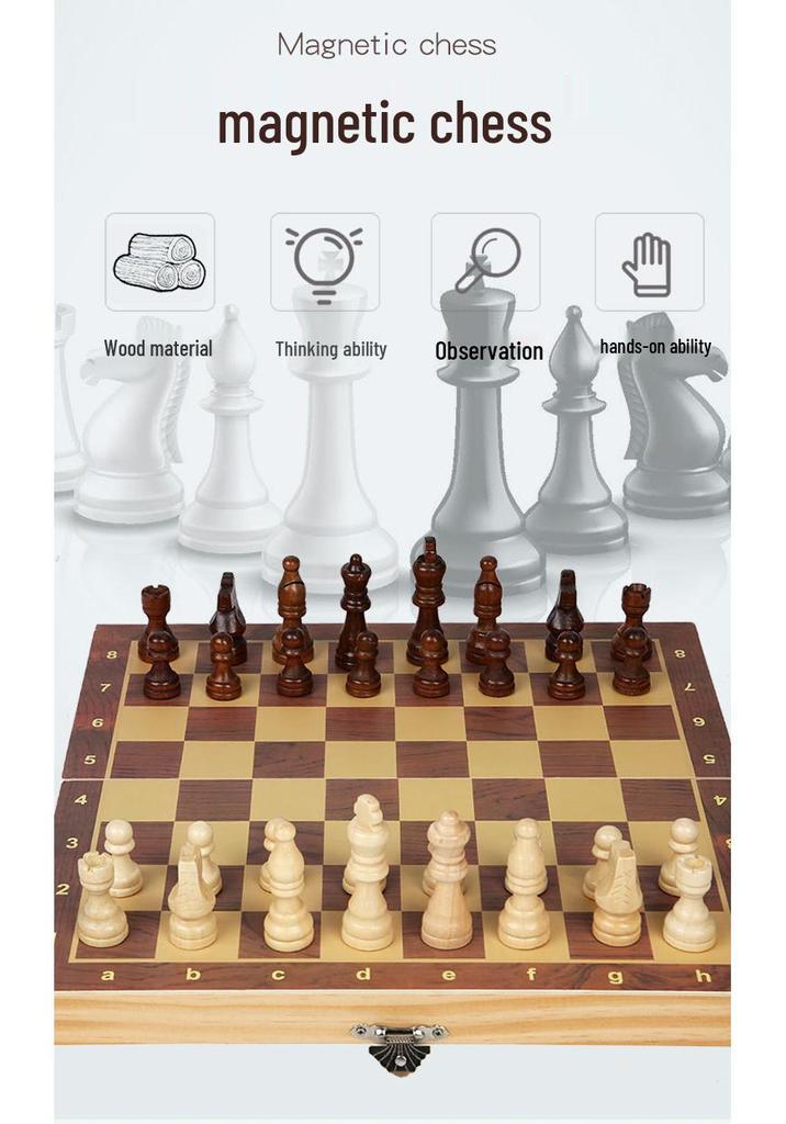 Children's Wooden Chess Board Game - Educational and Early Learning Toy for All Ages
