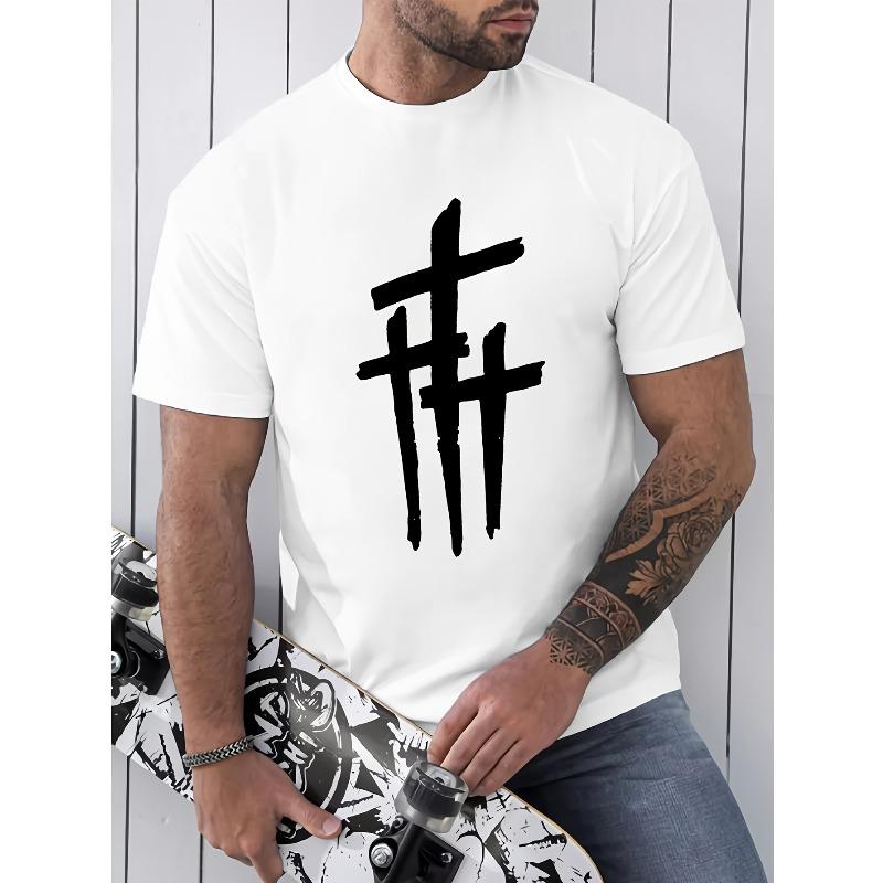 

Мужская летняя футболка с принтом, короткий рукав, европейский размер S белый