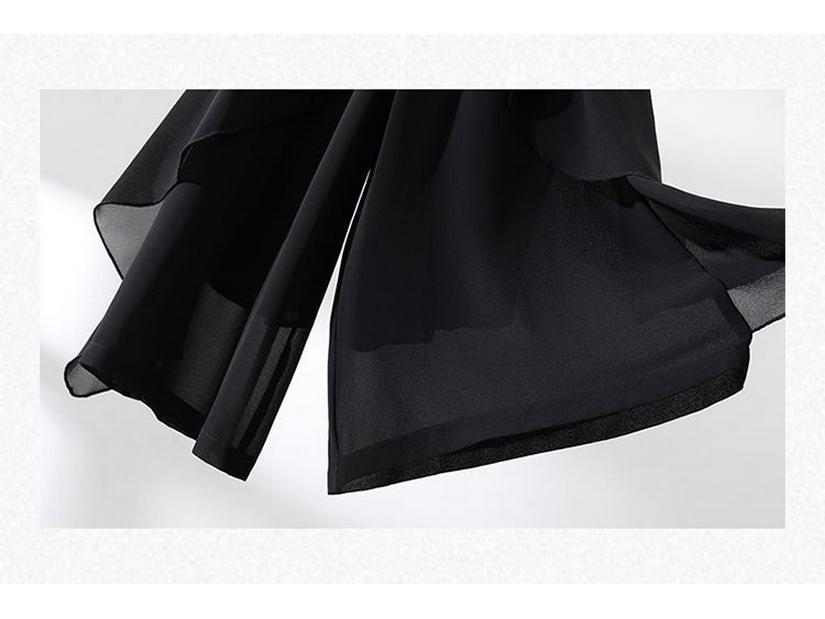 Pantaloni-Gonna Estivi in Chiffon a Vita Alta da Donna - Larghi, a Gamba Larga, Capo d'Abbigliamento Casual