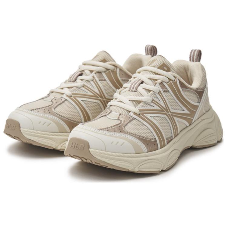 New MLB New York Yankees Anti Slip Wear Resistant Low Top Running Shoes Unisex Beige 3ARNAC24N-50BGS