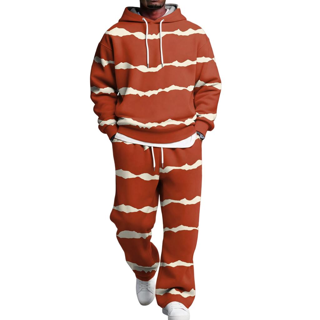 Men's Hoodie and Sweatpants Set with Elastic Waist, Casual Two Piece Outfit