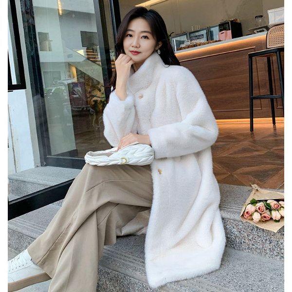 

Новая женская зимняя шуба из искусственного меха норки, утолщенная, длинная, платье для мамы, свободная и тонкая, модная, большого размера 5XL (recommended 160-87.5kg)