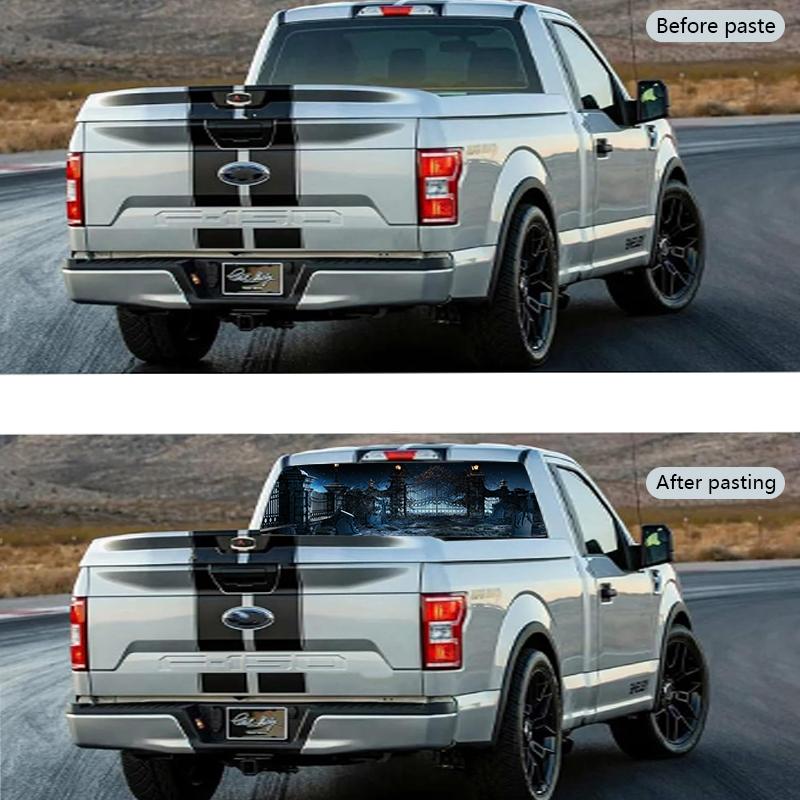 Halloween Car Rear Windshield Decal Vinyl Waterproof Car Sticker Truck Rear Window Decal Universal Perforated Vinyl Graphic