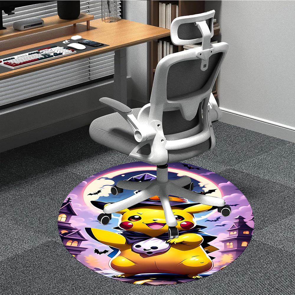 

1pc Witch Pikachu Chair Carpet for Office, Indoor Non Slip Washable Polyester Fiber Carpet, Mat For Office, Machine Washable 80cm