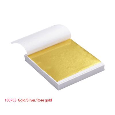 100Pcs Art Craft Paper Sheets Practical Design Pure Shiny Gold Silver Rose Gold Sheet for Gilding DIY Craft Party Decoration
