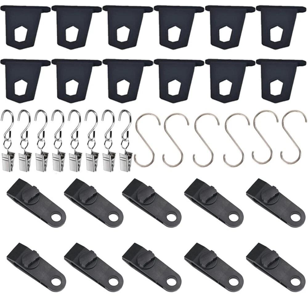 36pcs Awning Rail Hanger Hooks Awning Hooks Camping Hangers S Shaped Accessory Set Camping Tent Clamp Tarp Clips Buckle For RV