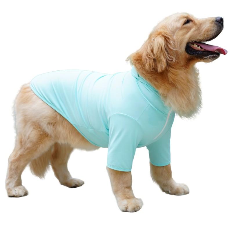 UPF 50 Pet Sun Protection Coat Large Dogs Breathable Iced Silk Hooded Jacket In Turquoise Plum Gray