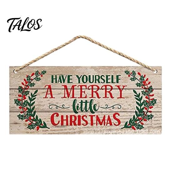 Welcome Door Hanger Christmas Wood Hanging Sign with Jute Rope, Have Yourself A Merry Xmas Theme Board Little Rustic for Home Cafe Bar Decor Durable