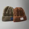 Add Fur Lined Winter Hats Solid Color Knitted Hats Casual Beanie Cap  Men And Women