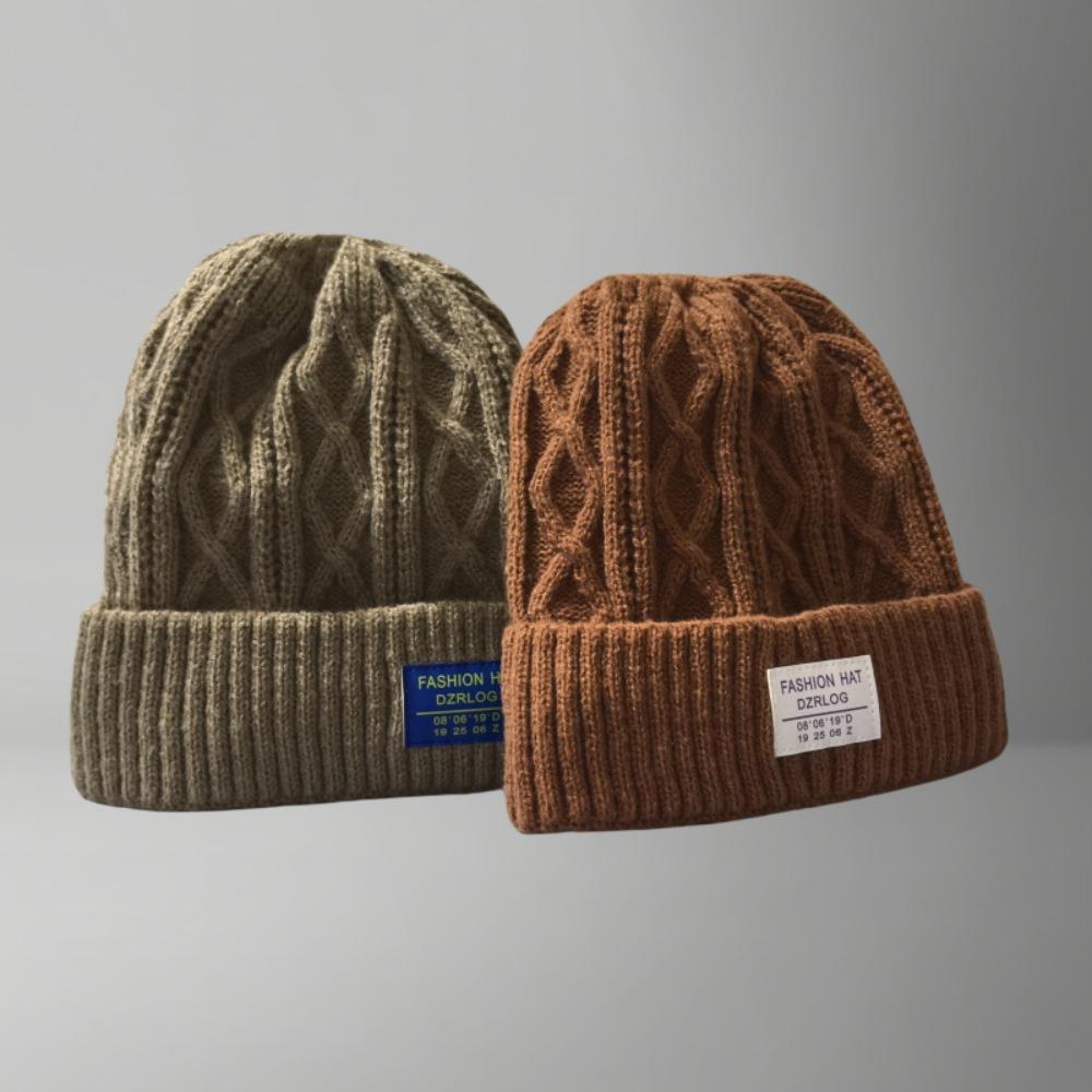 Add Fur Lined Winter Hats Solid Color Knitted Hats Casual Beanie Cap Men And Women