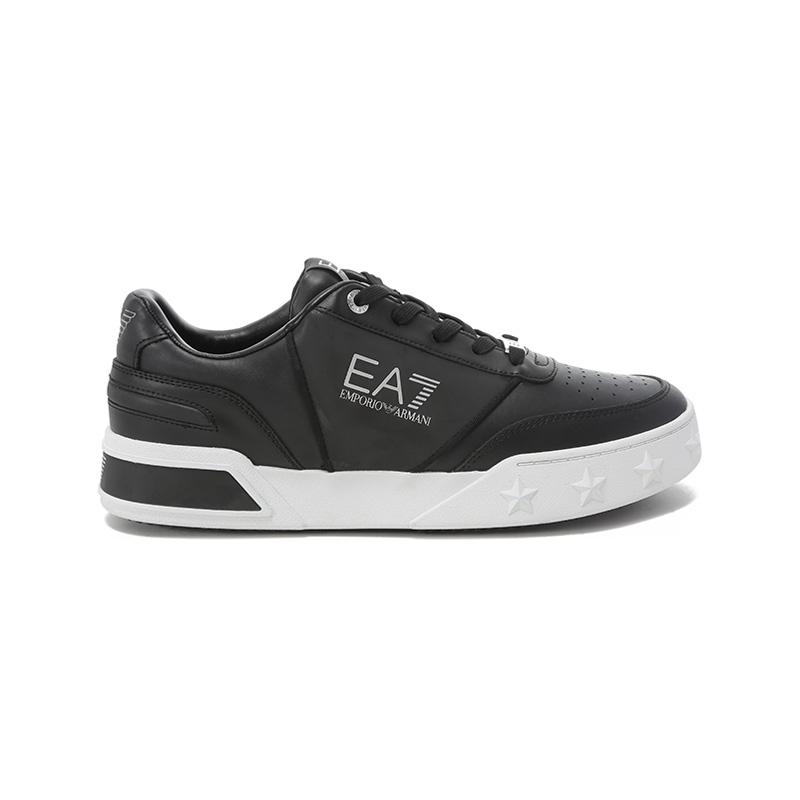 Emporio Armani EA7 Round Toe Thick Sole Logo Lace-Up Low-Top Sneakers Unisex Sneakers Black X8X121XK295S342