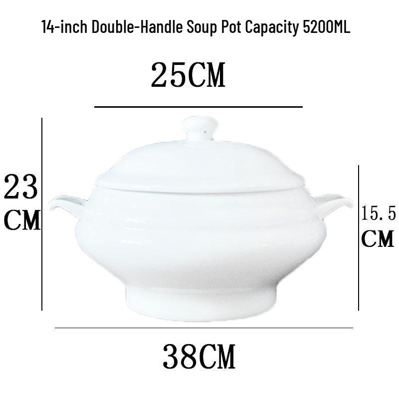 Ceramic Stew Pot with Lid - Extra Large Double-Earred Soup Pot for Birds Nest and Buddha Jumps Over the Wall Soup