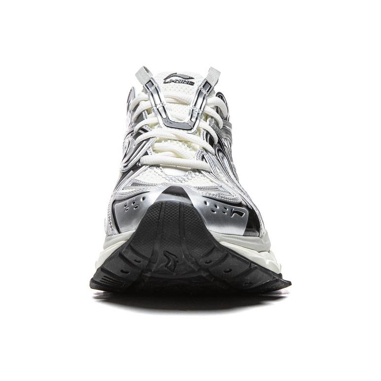 Li Ning Lijun BOW Trend Sports Shock Absorbing Wear Resistant Low Top Casual Shoes Unisex Casual Shoes Silver AZGV253-1