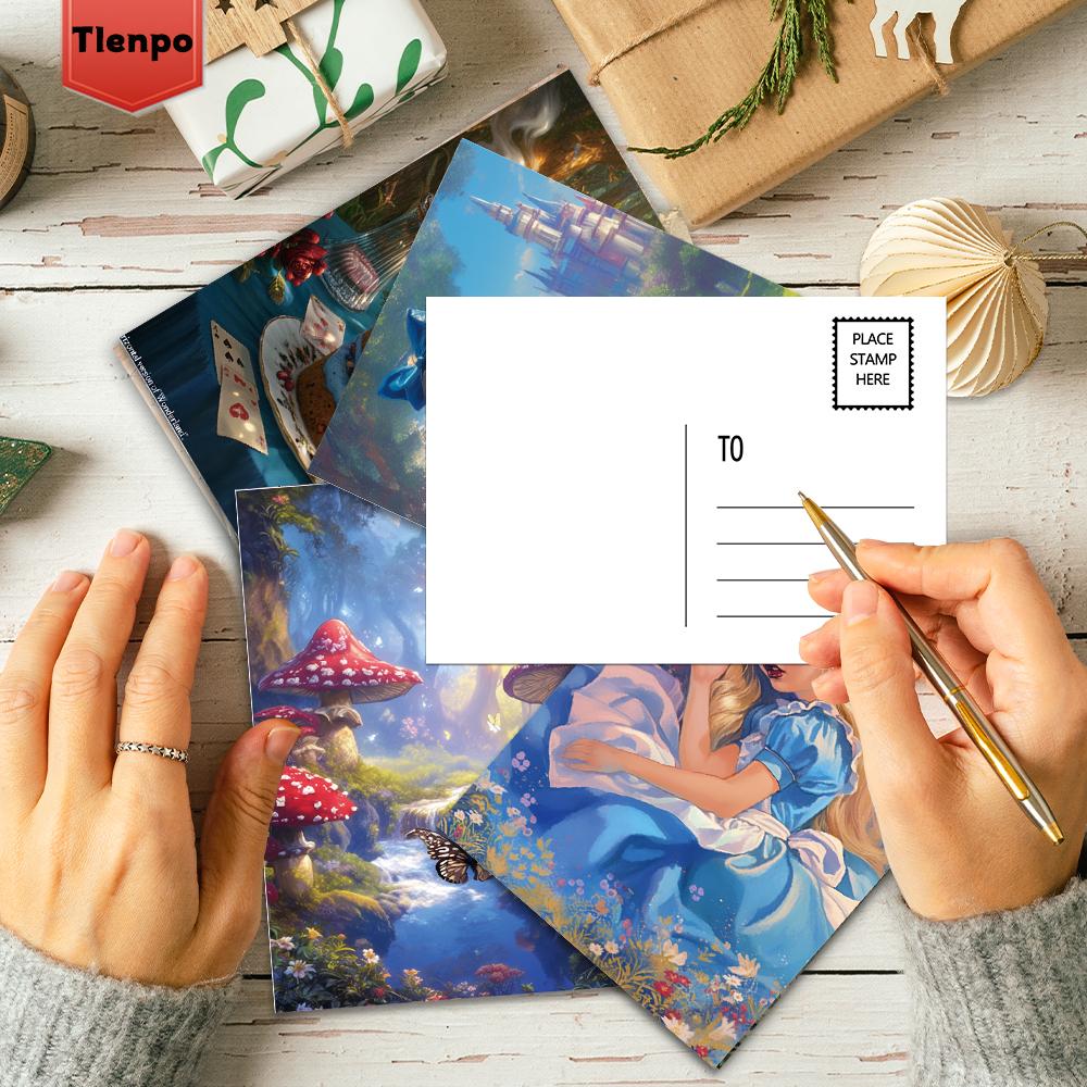 32pcs, Vintage Alice In Wonderland Postcards, Horror, Birthday/Anniversary Gifts, Collectibles, Suitable for Gifting, Mailable.