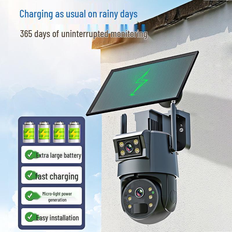 Dual-Lens Solar HD 4G Surveillance Camera with Full-Color Night Vision