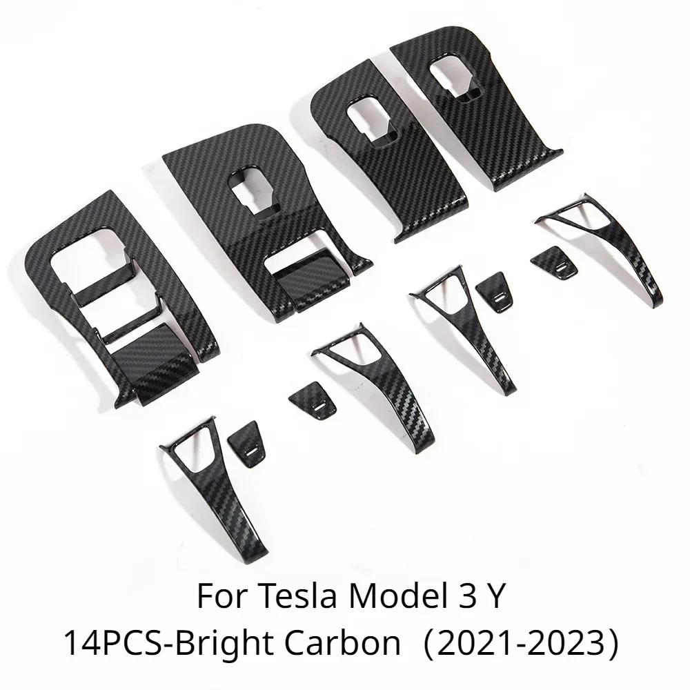 Per Tesla Model 3 Y Maniglia Tirante Porta Finestrino Pulsante Interruttore Alzacristalli Cornice Copertura Adesivo Pannello Modello 3 Highland 2024 Accessori