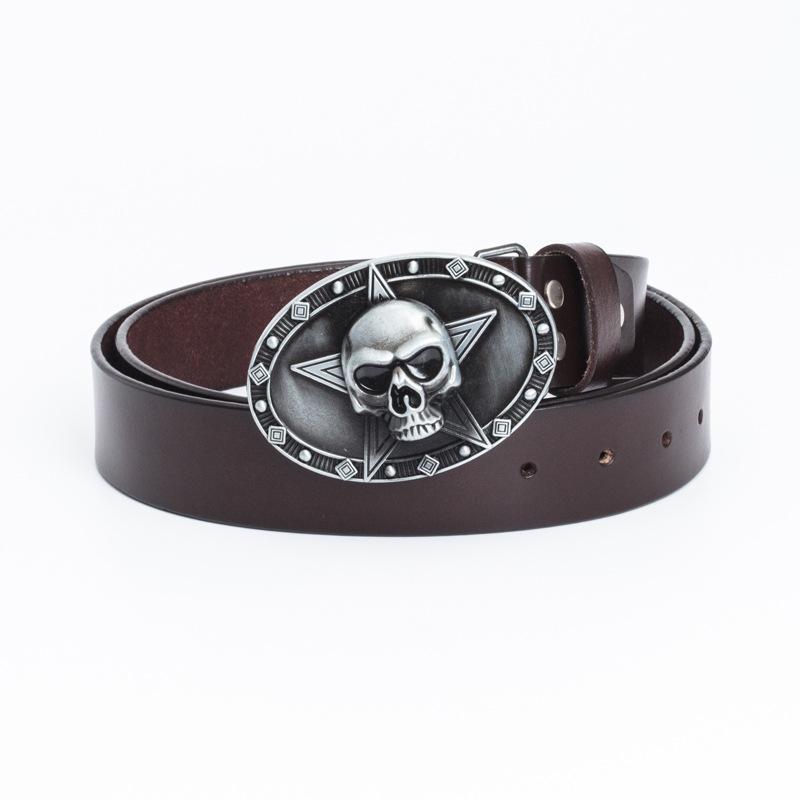 Retro Belt Skull Pentagram Fashion Trend Personality Youth Belt Cowhide Belt