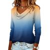 Ladies' Gradient Printed Casual Fashion Long Sleeved Pullover Top
