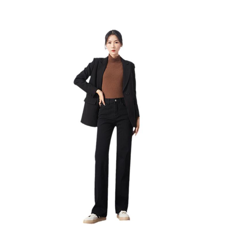 Women's High-Waisted Wide-Leg White Jeans, Floor-Length, Spring New Arrival, Versatile Slimming Straight Pants