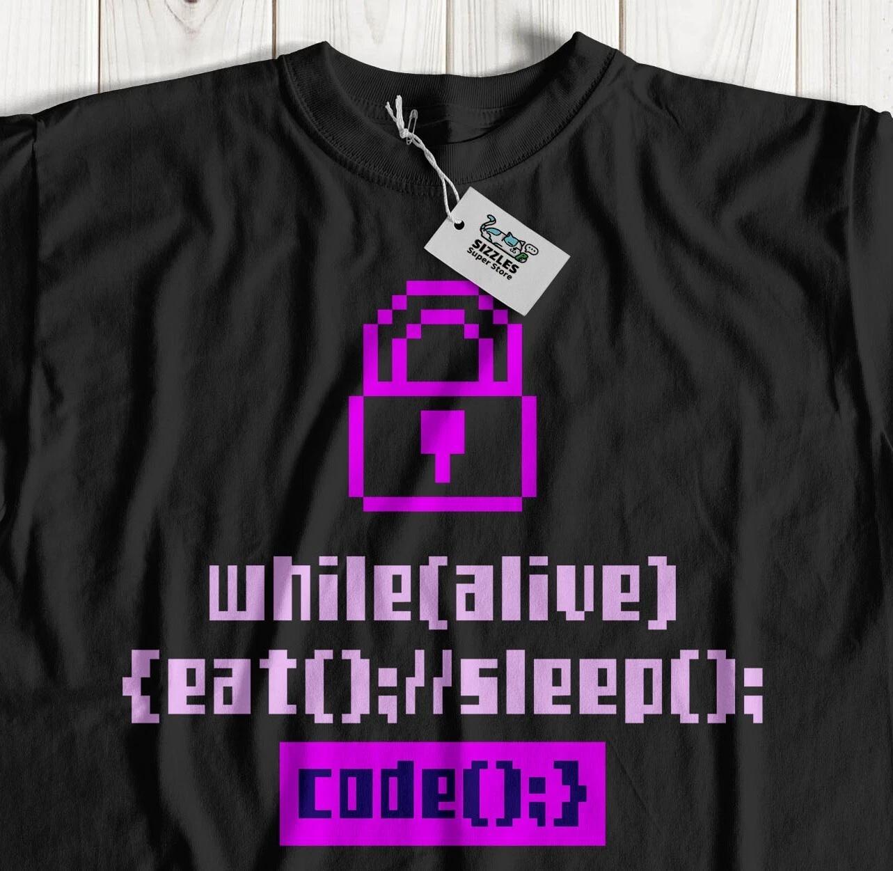 While Alive Eat Sleep Code! Unisex Funny Coding T-Shirt Computing IT Gifts 2XL