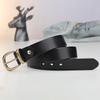 Copper Buckle Belt Women'S Style Retro Pure First Layer Cowhide Simple Korean Jeans Belt Genuine Leather Black