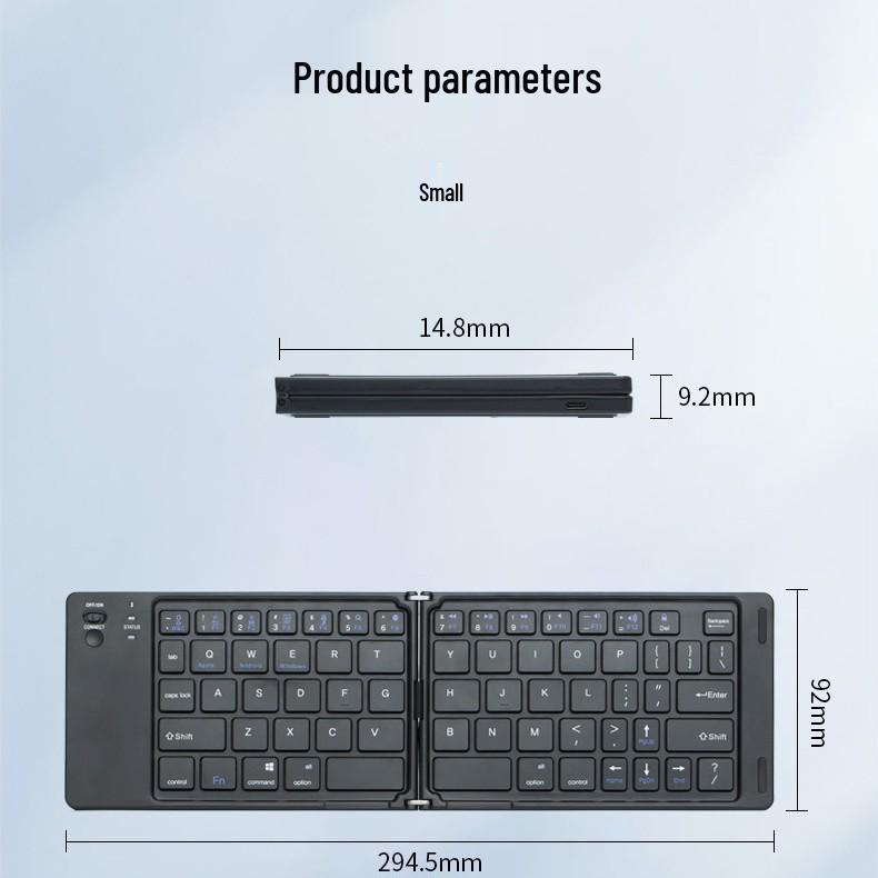 Two-Fold Mini Bluetooth Keyboard: Portable, Universal, Three-System Compatible, with Charging Light and Sound for Office Use