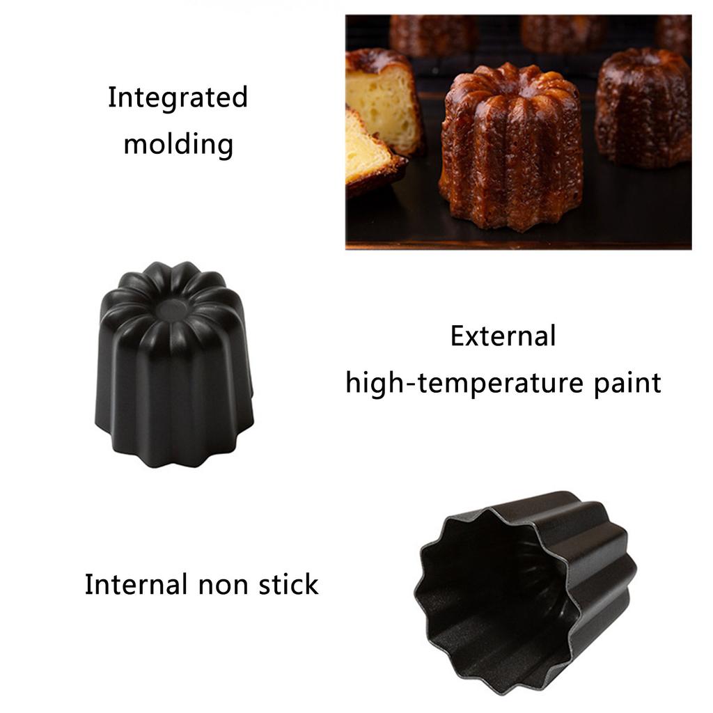 Balení 6 forem na cannelé, pečicí nádobí na pudinky a pěny, formy z hliníkové slitiny na pečení pro milovníky dezertů