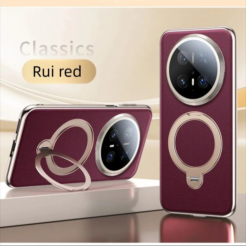 

Premium Magnetic Vegan Leather Stand Cover for Huawei Mate 60 Pro+ 70 Air Case 360 Rotatable Metal Bracket Plating Frame Luxury Huawei Mate 60 Pro