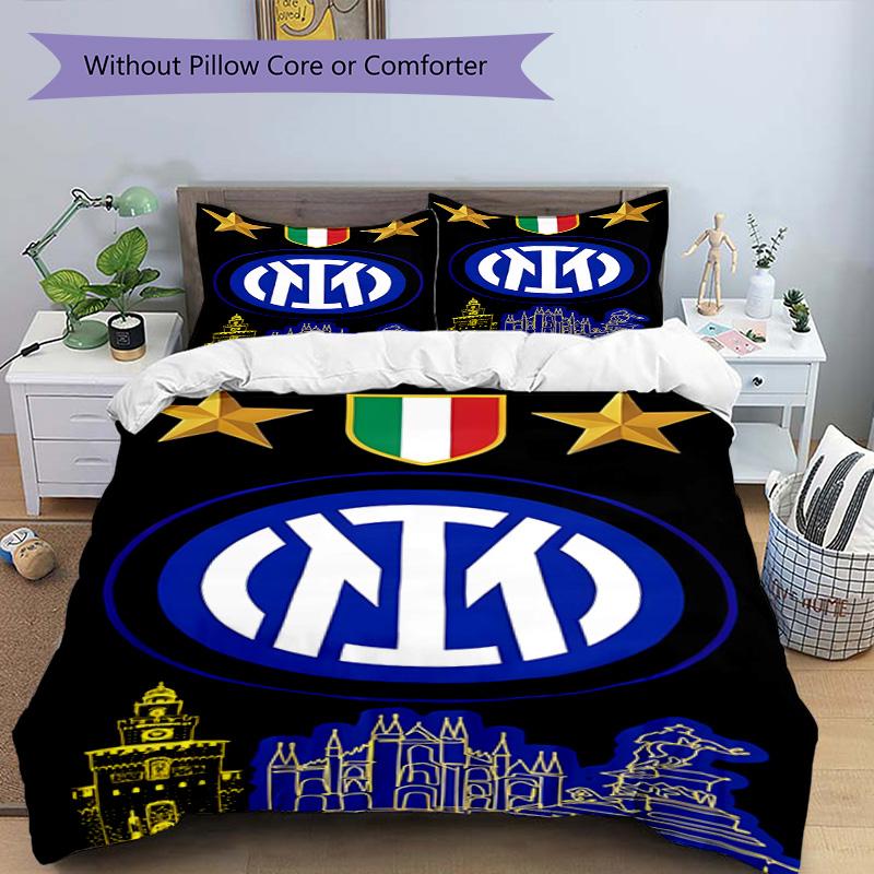 FC. Set Copripiumino con Fantasia Stampata Internazionale Milano – include 1 copripiumino e 2 federe coordinate Decorazione per la camera da letto Regali di Natale