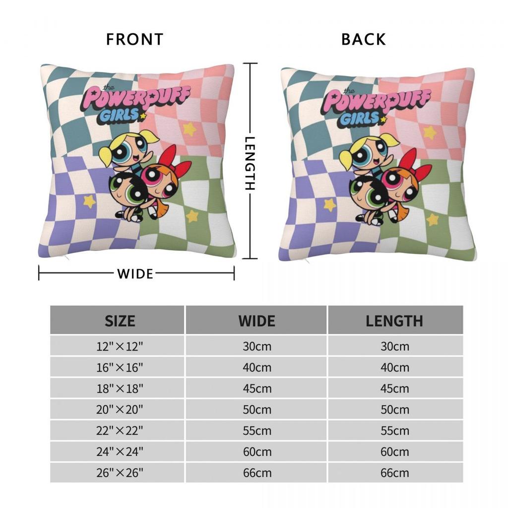 Home Decorations Powerpuff Cartoon Pillowcase Merch Pillow Cover Zippered Multi Size