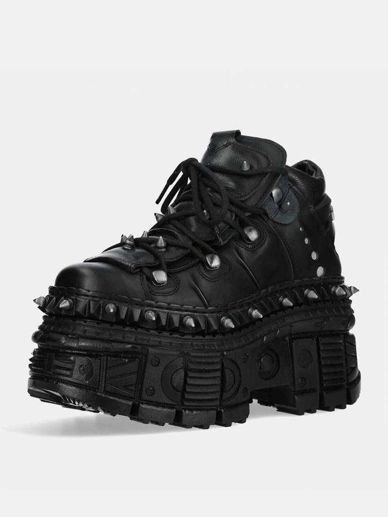 2025 New Punk Style Women Shoes Lace-up Heel Height 10CM Platform Shoes Woman Metal Decor Woman Sneakers Gothic Ankle Rock Boots