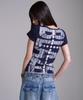 PRENDA Double Cross Back Print Short Sleeve Navy