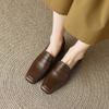 Fashion NEW Spring/Autumn Women Loafers Square Toe Chunky Heel Shoes Split Leather Shoes for Women Concise Low Heel Slip-on Women Pumps