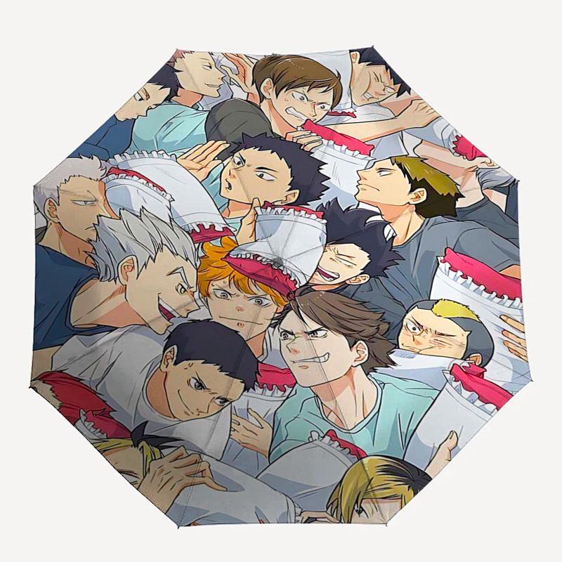 1pc Outdoor Umbrella with Haikyuu Characters - Automatic Opening/Closing, Portable 3-Fold Design, 8-Rib Iron Frame, Perfect Gift for Fans, Travel