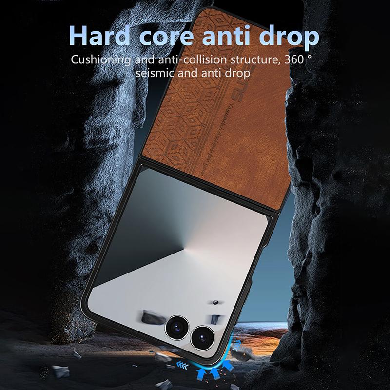 Case For Samsung Galaxy Z Flip 8 Z Flip 7 FE 6 5 4 3 Phone Case Retro Style Business Flip Cover For Samsung W25 W24 Flip Cover 5G