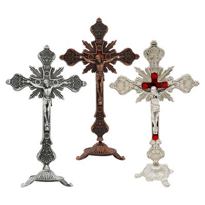Standing Crucifix 10" H Jesus Crucifix Crucifix with Stand for Tabletop Christian Decoration Home Decor Dining Table Chapel