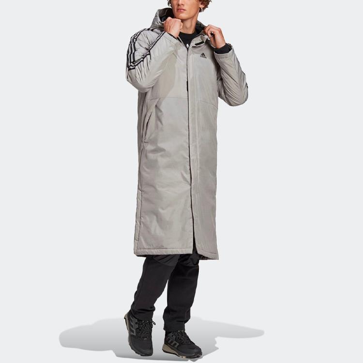 Adidas Puffer Jackets Men's Gray Hooded Thickened Other (Unisex) Puffer Jackets GE9993