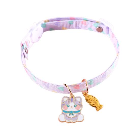 

Ошейник для домашних животных, кошка, рыба, собака, кость, мультяшный кулон, двухслойный регулируемый милый анти-удушающий ремешок на шею для собак, повседневное словосочетание фиолетовый