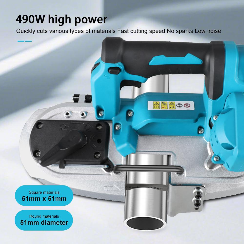 21V Brushless Wireless Band Saw Handheld Portable Electric Saw Lithium-ion Cordless Band Saw for Cuts Metal Wood